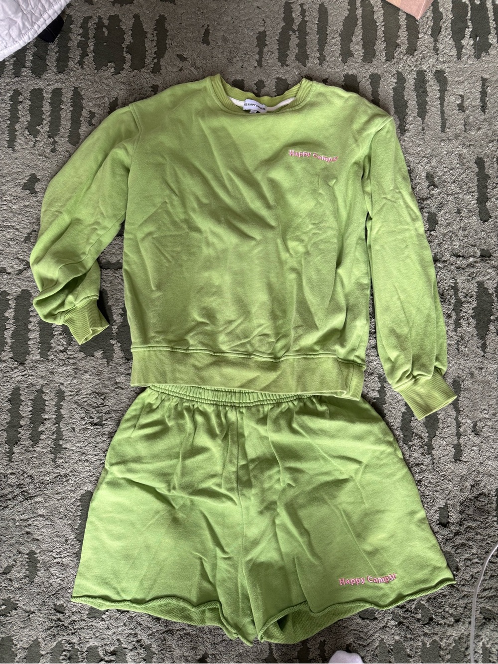 Happy Camp3r Green Women’s Sweat Shorts and Sweatshirt Set - color Pistachio